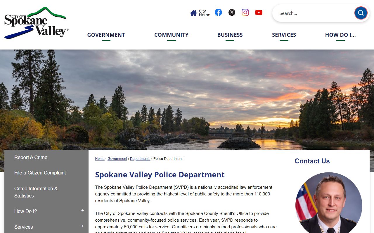 Spokane Valley jail roster police department page