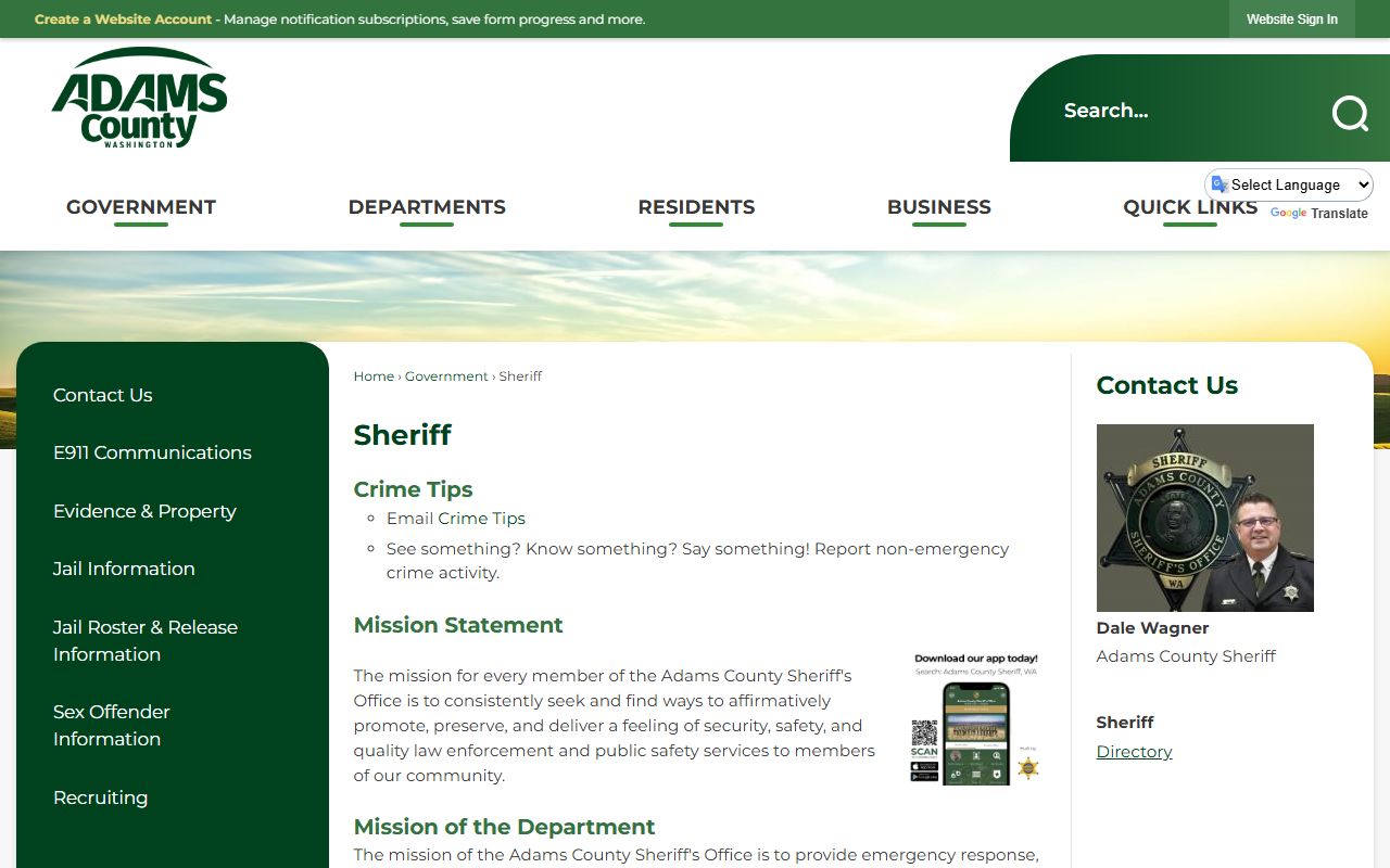 Adams County jail roster Sheriff page