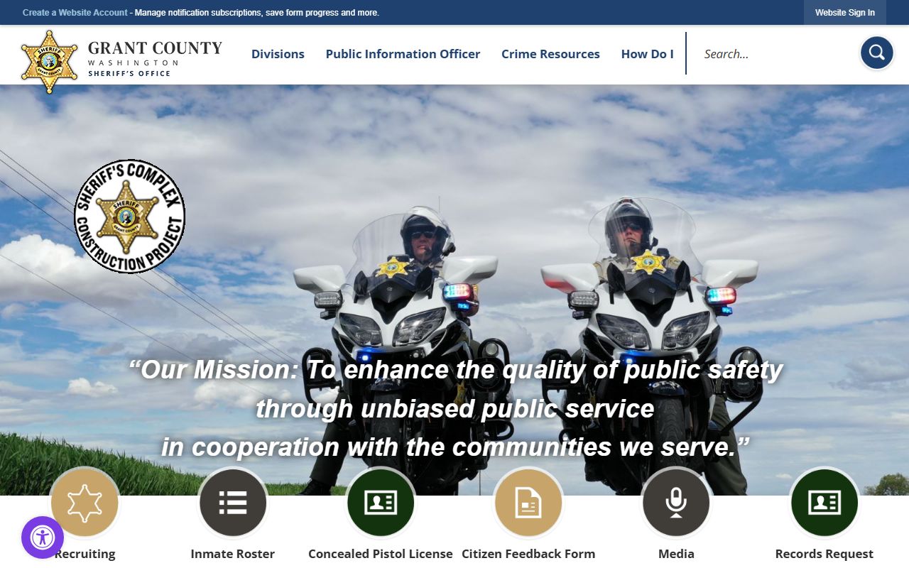 Grant County jail roster sheriff website