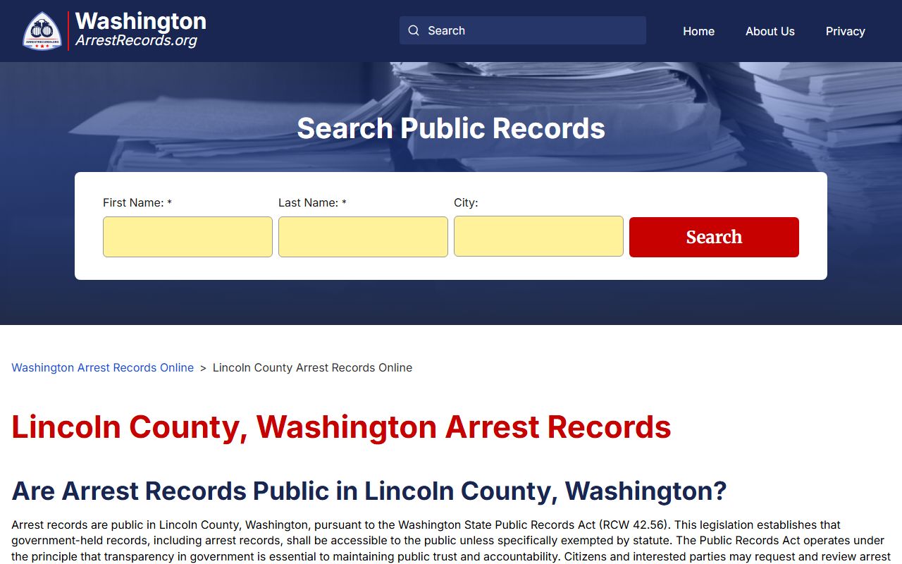 Lincoln County jail roster records page