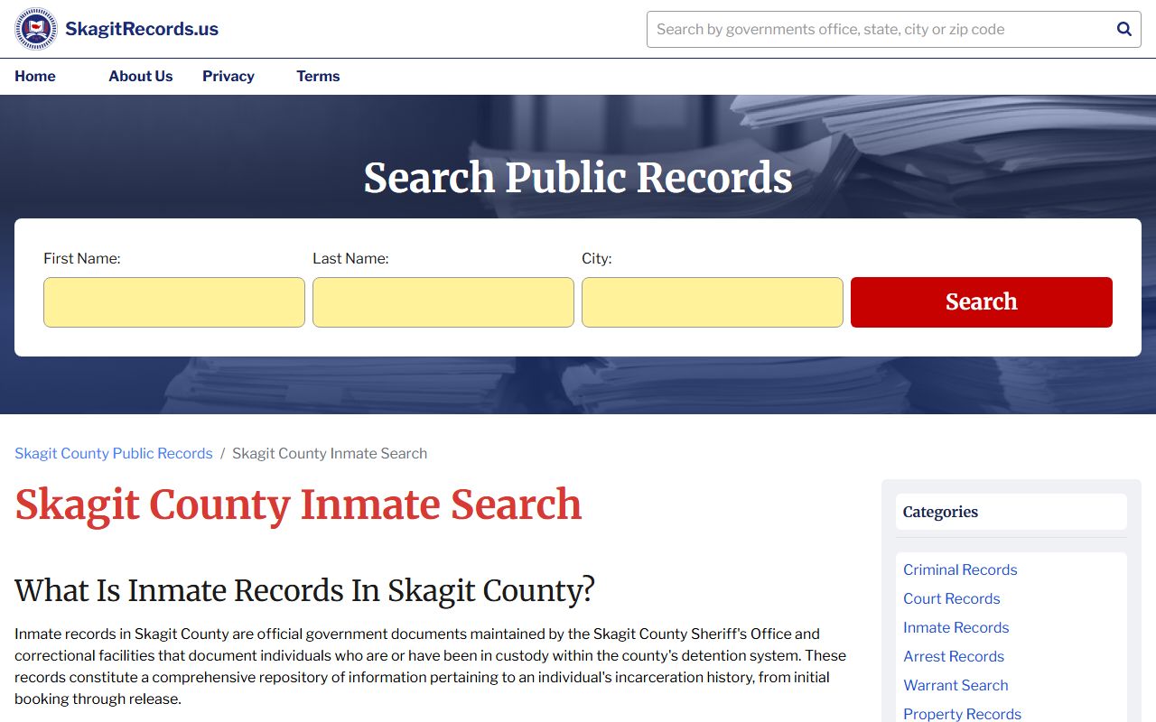 Skagit County jail roster inmate search portal