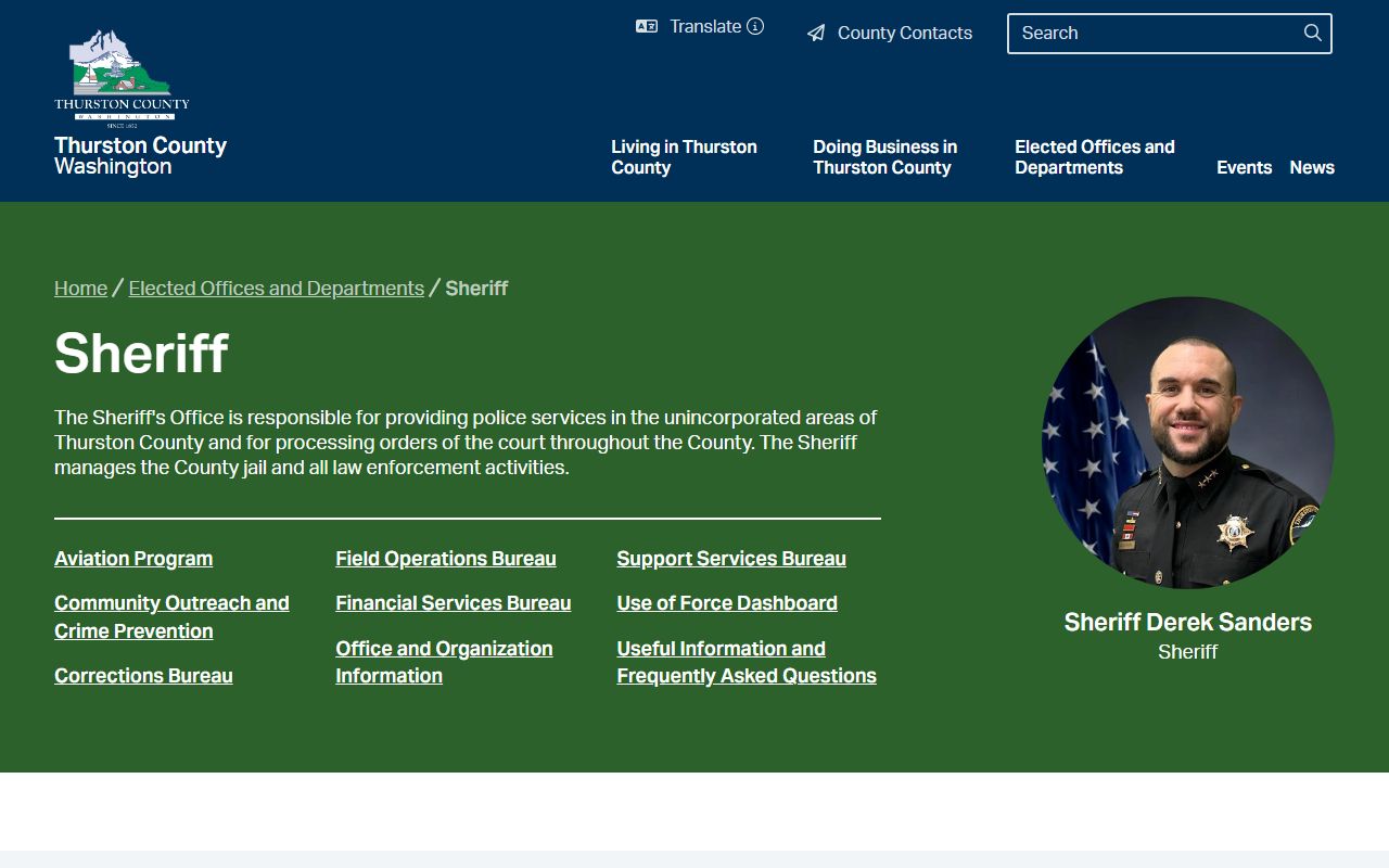 Thurston County jail roster search page in Tumwater